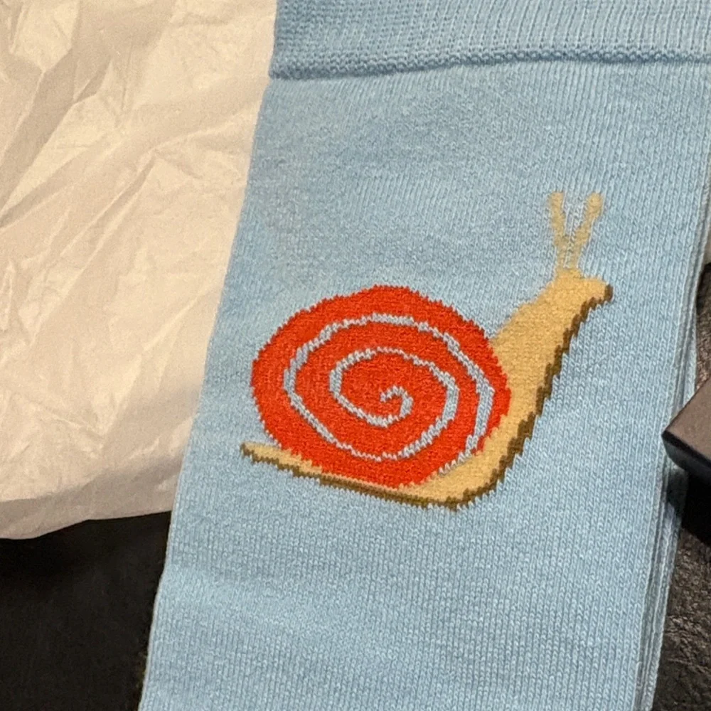 Rowing Blazers Blue Socks with Orange Snail Design - Picture 3 of 4